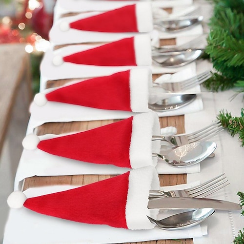 

Рождественские чехлы для ножей и вилок, крышки для бутылок вина, кухонные инструменты, аксессуары, 10 шт.