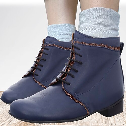 

Mulheres Botas Tamanhos Grandes Sapatos vintage Ao ar livre Diário Botas Botas Tornozelo Salto Sabrina Ponta Redonda Elegante Casual Minimalismo Couro Ecológico Côr Sólida Vermelho Escuro Preto Azul