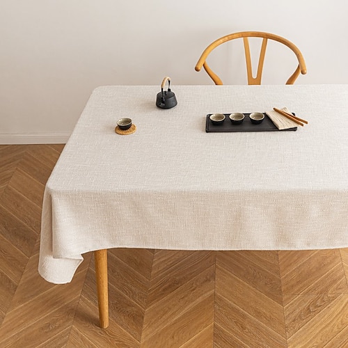 

Cotton Linen Tablecloth, Household Rectangular Tablecloth, Small Fresh Tea Table Mat, Plain Cross-Border Banquet Tablecloth