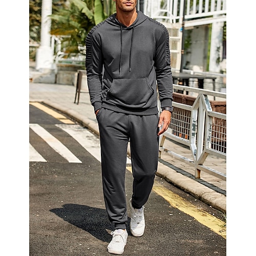 

Hombre Sudadera Tracksuit Negro Azul Marino Caqui Gris Claro Gris Oscuro Con Capucha Plano 2 Piezas Deporte Diario Festivos Ropa de calle Fresco Casual Primavera Otoño Ropa Sudaderas con capucha