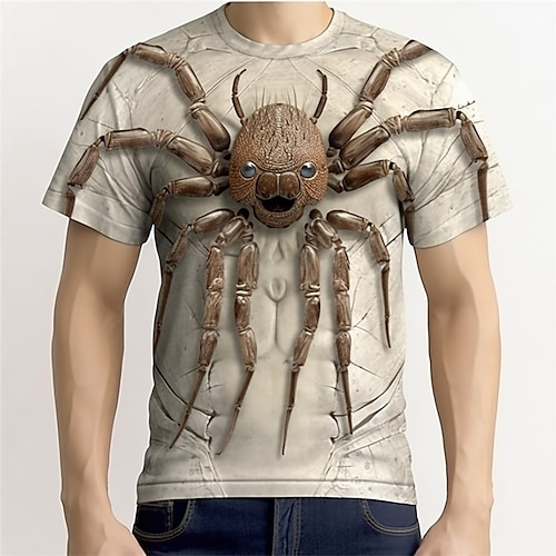 

Graphic Spiders Daily Designer Retro Vintage Men's 3D Print T shirt Tee Sports Outdoor Holiday Going out Halloween T shirt Khaki Short Sleeve Crew Neck Shirt Spring Summer Clothing Apparel S M L XL