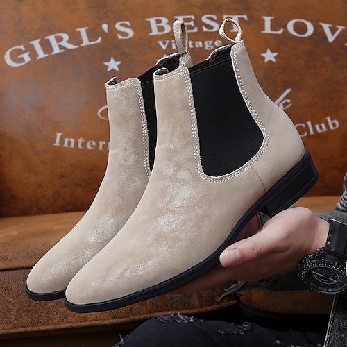 

Homme Bottes Bottines Chelsea Chaussures habillées Doublure Polaire Rétro Vintage Britanique Extérieur Cuir Chaud Confortable Antidérapantes Bottine / Demi Botte Mocassins Noir Marron Beige Automne