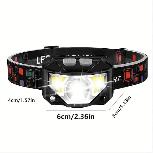 LED Sensing Red Light Fishing Headlight Mini USB Built-in Battery