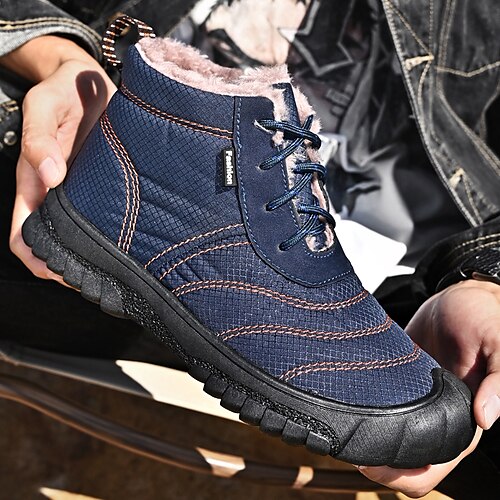 

Homens Botas Botas de Neve Botas de inverno Forro de Lã Esportivo Casual Ao ar livre Diário Sintéticos Quente Confortável Antiderrapante Botas / Botins Com Cadarço Preto Azul Cinzento Outono Inverno