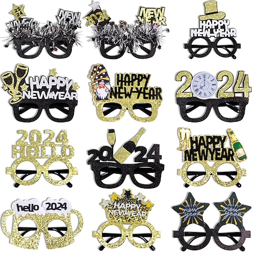 

Lunettes décoratives pour fête du nouvel an 2024, accessoires de photographie, monture de lunettes de bonne année