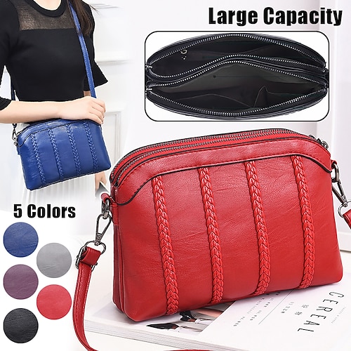 

Mujer Bolso bandolera Bolsa de hombro Bolsa domo Cuero de PU Exterior Diario Festivos Cremallera Gran Capacidad Impermeable Ligero Color sólido Ambas esquinas burdeos Tiras verticales violetas Ambas