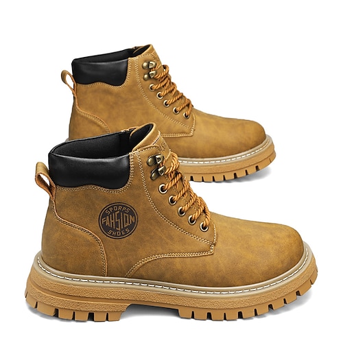 

Hombre Botas Botas de trabajo Forro de Lana Vintage Casual Exterior Cuero Templado Cómodo Antideslizante Botines / Hasta el Tobillo Marrón Otoño Invierno