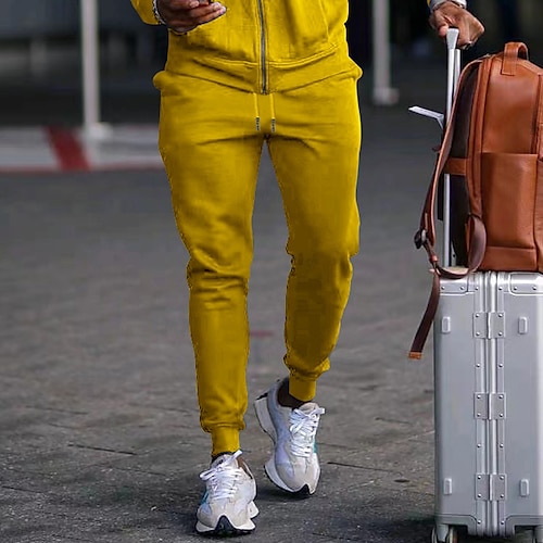 

Homens Calças Esportivas Corredores Calças Bolsos Com Cordão Cintura elástica Tecido Conforto Respirável Ao ar livre Diário Para Noite Moda Casual Amarelo Verde Tropa