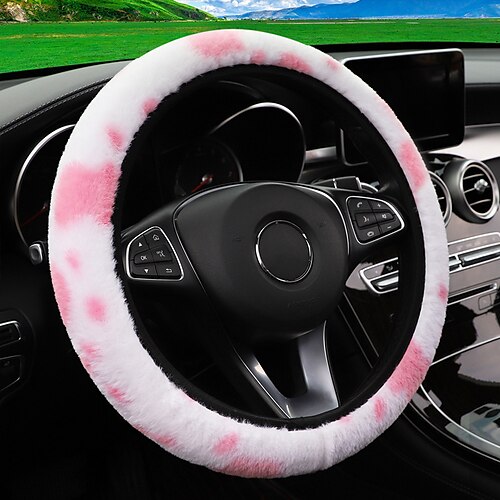 

starfire lait vache imprimé motif couverture de volant voiture auto protecteur femmes fille antidérapant antidérapant fourrure moelleux chaud doux tronc