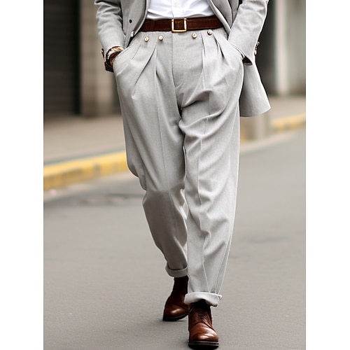 

Homme pantalon de costume Pantalon Pantalon plissé Pantalon de costume Poche Plein Confort Respirable Extérieur du quotidien Sortie Mode Décontractées Gris