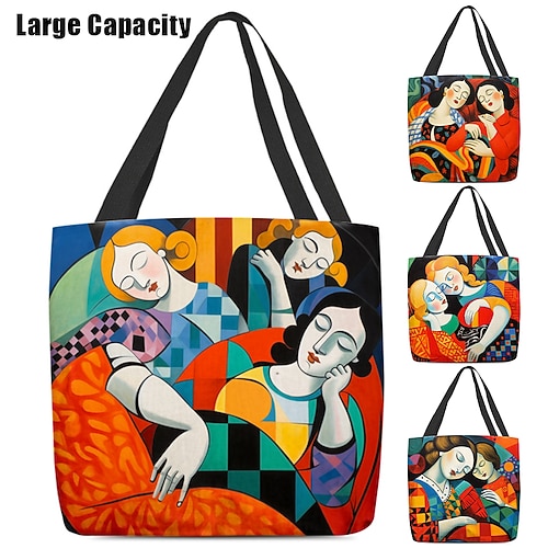 

Mujer Bolso Tote Bolsa de hombro Bolsa de lona Poliéster De Compras Festivos Impresión Gran Capacidad Plegable Ligero 3D Folk Arco Iris