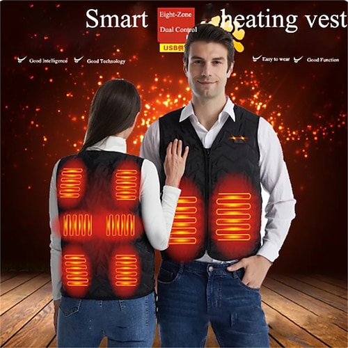 

Veste de chauffage thermostatique intelligente d'hiver noir m-5xl nouveau gilet chauffant 8 places hommes femmes veste chauffante usb vêtements thermiques gilet