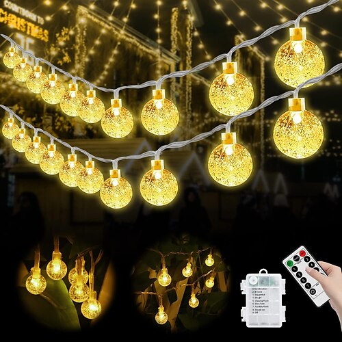 

10m 6.5m String Lights 50-100 LEDs EL 5mm 1 13Keys Remote Controller 1 set Warm White Cold White Multi Color Holiday Lights Party Holiday Wedding Batteries Powered