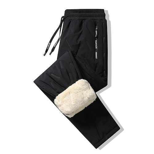 

Men's Sherpa Fleece Pants Sweatpants Joggers Trousers Pocket Plain Comfort Breathable Outdoor Daily Going out 100% Cotton Fashion Casual Black Black Straight Leg