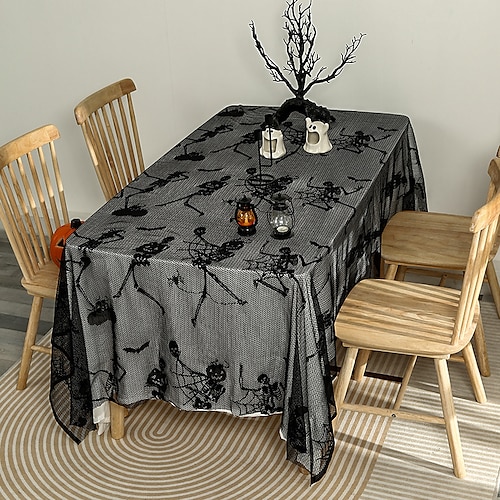 

Nappe d'halloween européenne et américaine, nappe en toile d'araignée en dentelle noire pour fête du festival des fantômes transfrontalier d'amazon