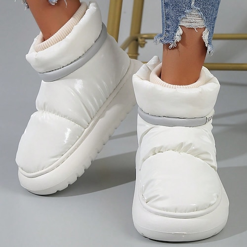 

Mujer Botas Botas de nieve Tallas Grandes Exterior Diario Tacón Plano Dedo redondo Casual Confort Minimalismo Poliéster Cordones Color sólido Blanco Amarillo Rosa