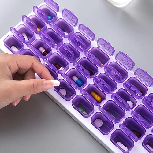 

1 juego de organizador de pastillas mensuales de 31 días, pastillero portátil, caja de medicamentos, pastillero, contenedor de almacenamiento de gran capacidad para medicamentos