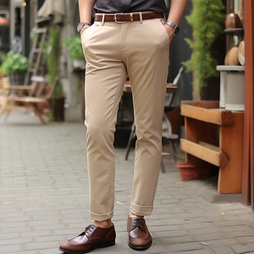 

Herren Hose Hosen Chinesisch Chino Chino Hosen Tasche Glatt Komfort Atmungsaktiv Outdoor Täglich Ausgehen Baumwollmischung Modisch Brautkleider schlicht Khaki Kaffee