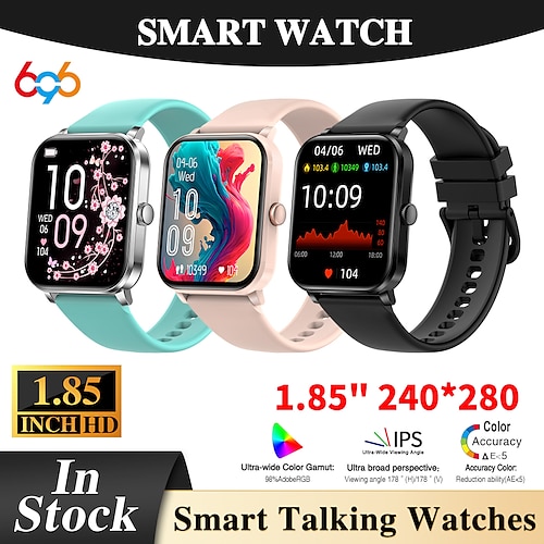 

696 L69C Montre intelligente 1.85 pouce Smartwatch Montre Connectée Bluetooth Podomètre Rappel d'Appel Moniteur de Sommeil Compatible avec Android iOS Femme Hommes Mode Mains-Libres Rappel de Message