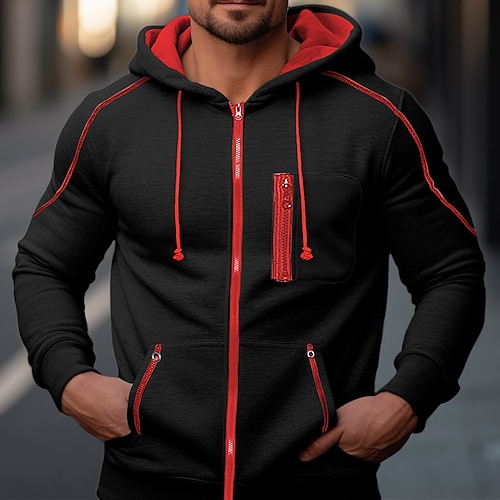 

Hombre Sudadera Sudaderas con cremallera Abrigos Negro Verde Ejército Azul Marino Gris Con Capucha Bloque de color Retazos Bolsillo Deporte Diario Festivos Ropa de calle Fresco Casual Primavera