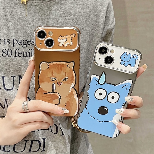 

Phone Case For iPhone 15 Pro Max Plus 14 13 12 11 Back Cover Shockproof Dog TPU Plating PC