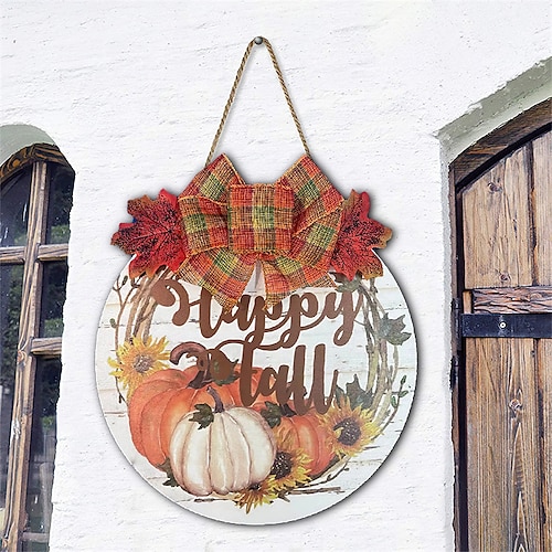 

Thanksgiving-Wandschild aus Holz, Holzmuster, rundes Schild, Wanddekoration, Zubehör, für Heimdekoration, Raumdekoration, Haushaltsgegenstände