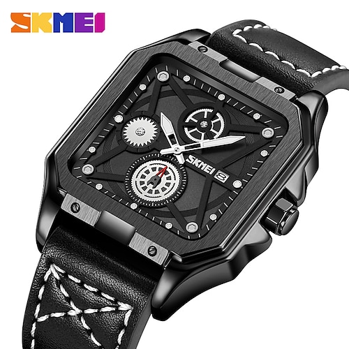 

SKMEI Men Quartz Watch Creative Fashion Business Wristwatch Luminous Calendar Waterproof Decoration Leather Watch