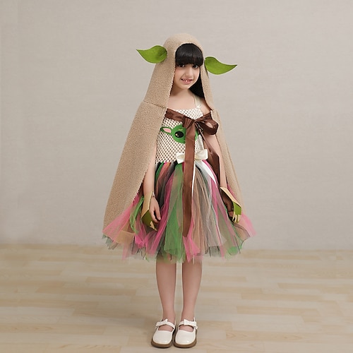 

Fairytale Elf Baby Yoda Dress Cosplay Costume Tutu Kid's Girls' Cosplay Halloween Performance Party Halloween Halloween Carnival Masquerade Easy Halloween Costumes