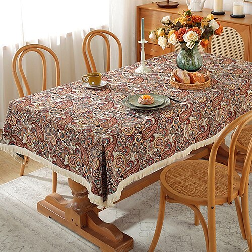 

Bohemian Dining Table Cover, Tv Cabinet Cover, Tea Table Cover, Dustproof Household Tablecloth, Cotton and Linen