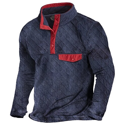 

Herren Sweatshirt Pullover Marineblau Stehkragen Farbblock Tasche Sport Natur Täglich Festtage Strassenmode Basic Brautkleider schlicht Herbst Winter Bekleidung Kapuzenpullover Sweatshirts