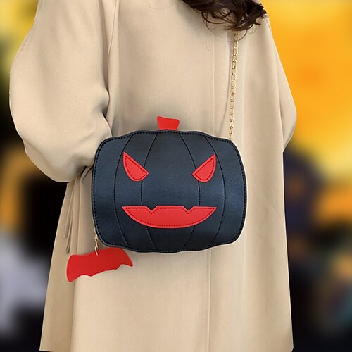 

Sac à bandoulière en forme de citrouille d'Halloween pour femme, sac à bandoulière pour téléphone portable, sac en cuir PU avec fermeture éclair, léger, durable, couleur unie, noir, jaune