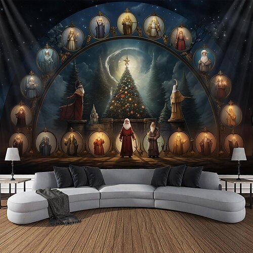 

Christmas Santa Hanging Tapestry Wall Art All Saints Xmas Large Tapestry Mural Decor Photograph Backdrop Blanket Curtain Home Bedroom Living Room Decoration