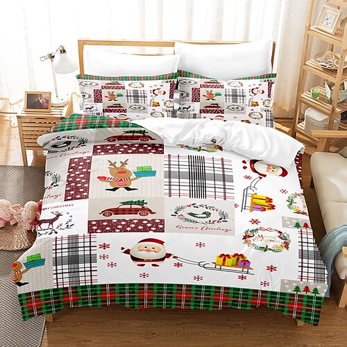 

Christmas Duvet Cover Set Bedding Set Christmas Tree And Snowflake Patchwork Pattern Holiday Style Christma Xmas Design Home Decor