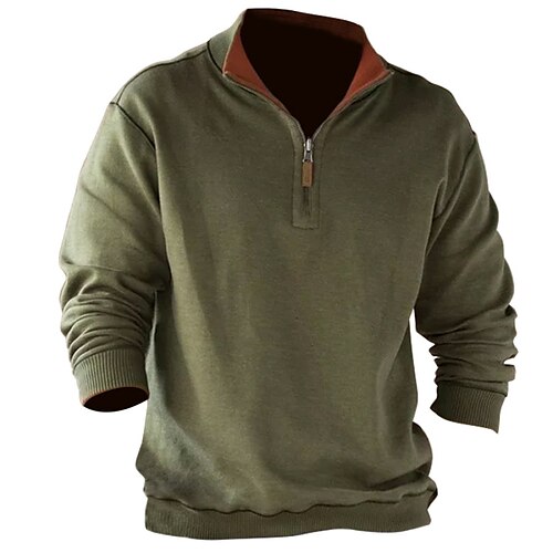 

Hombre Sudadera Sudadera con cremallera Verde Ejército Media cremallera Plano Deporte Diario Festivos Ropa de calle Básico Casual Primavera Otoño Ropa Sudaderas con capucha Sudaderas