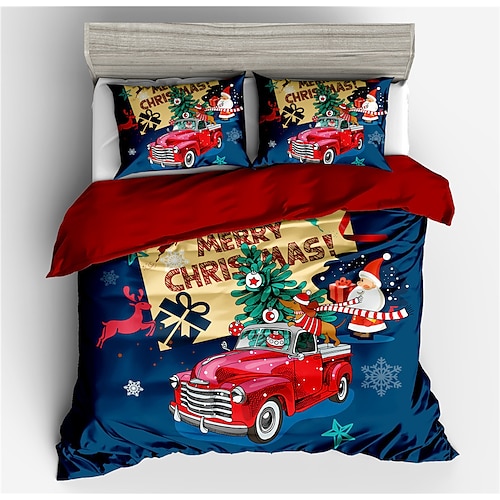 

Conjunto de capa de edredom com estampa de natal, conjuntos de cama com capa de edredom impressa com fronha envelope, para quarto, decoração de quarto de hóspedes