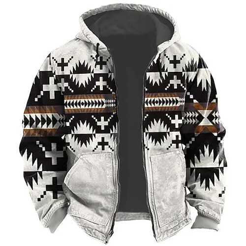 

Tribal Graphic Prints Sports Classic Casual Men's 3D Print Zip Hoodie Hoodie Jacket Outerwear Holiday Vacation Streetwear Hoodies White Blue Green Long Sleeve Hooded Pocket Print Spring & Fall