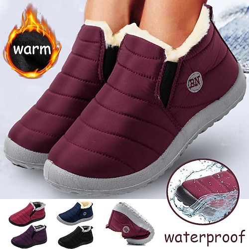 

Men's Women's Sneakers Boots Slip-Ons Snow Boots Plus Size Winter Boots Daily Solid Color Fleece Lined Booties Ankle Boots Winter Embroidery Zipper Flat Heel Round Toe Casual Minimalism Walking PU