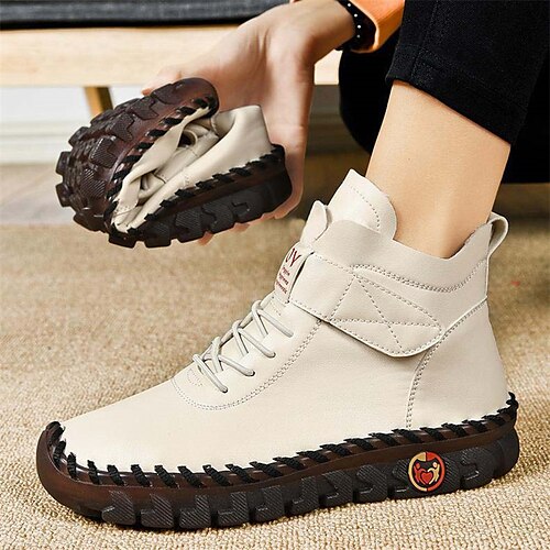 

Mujer Zapatillas de deporte Botas Tallas Grandes Zapatos hechos a mano Exterior Diario Botines Botines Invierno Tacón Plano Dedo redondo Casual Confort Minimalismo Zapatos de Paseo PU Cordones Color