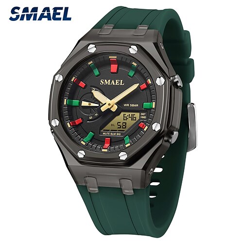 

Smael sport montre à double affichage pour hommes LED montres à quartz numériques étanches chronomètres pour hommes horloge étudiant montres-bracelets pour jeunes