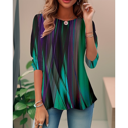 

Women's T shirt Tee Graphic Print Daily Weekend Fashion Long Sleeve Round Neck Black Spring & Fall