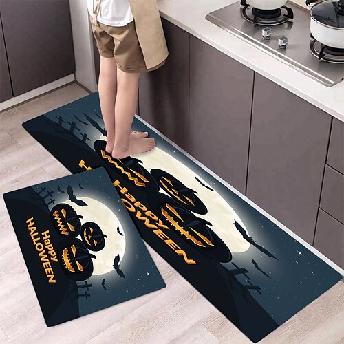 

Tapis de sol antidérapant en éponge anti-salissure, pour cuisine, halloween, salon, maison, festival de citrouille