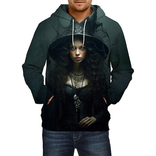 

Halloween Sorcière Cosplay Costume de Cosplay Sweat à capuche Chandail Imprime Classique Style de rue Sweat à capuche Pour Homme Femme Unisexe Adulte Impression 3D 100 % Polyester Plein Air Usage