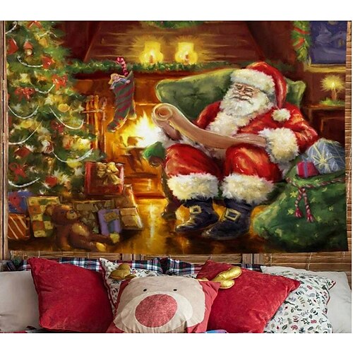 

Christmas Santa Claus Hanging Tapestry Wall Art Large Tapestry Mural Decor Photograph Backdrop Blanket Curtain Home Bedroom Living Room Decoration