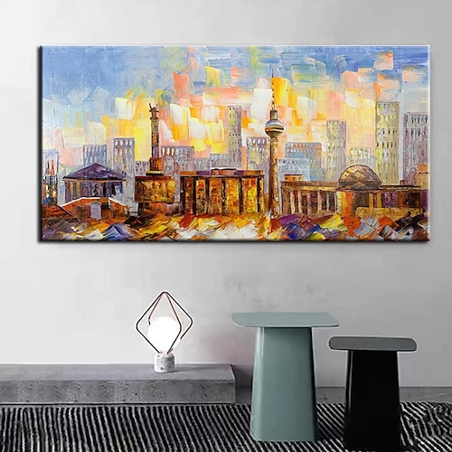 

Paisaje urbano hecho a mano pintura al óleo arte pintado a mano arte de la pared horizonte de Berlín arte pintura pared arte de la lona imagen pintura paisaje urbano pintura al óleo decoración del