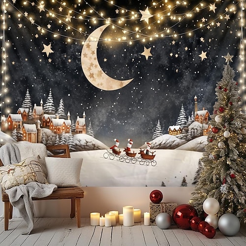 

Tapiz colgante de Navidad, arte de pared, tapiz grande, decoración mural, fotografía, telón de fondo, manta, cortina, decoración para el hogar, dormitorio y sala de estar