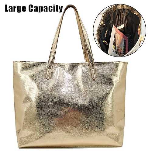 

Mujer Bolso Tote Bolsa de hombro Cuero de PU Exterior Diario Festivos Gran Capacidad Impermeable Ligero Color sólido Dorado