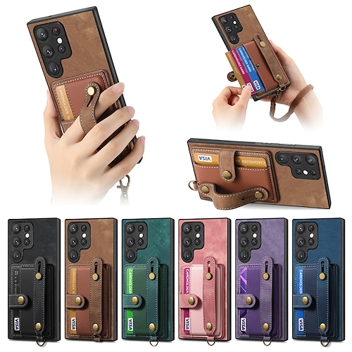 

teléfono Funda Para Samsung galaxia S23 S22 S21 S20 Ultra Plus FE A54 A34 A14 A73 / A53 / A33 / A23 / A13 / A03 Funda Trasera Marco Antigolpes Ranuras para tarjetas Caballete Retro TPU ordenador