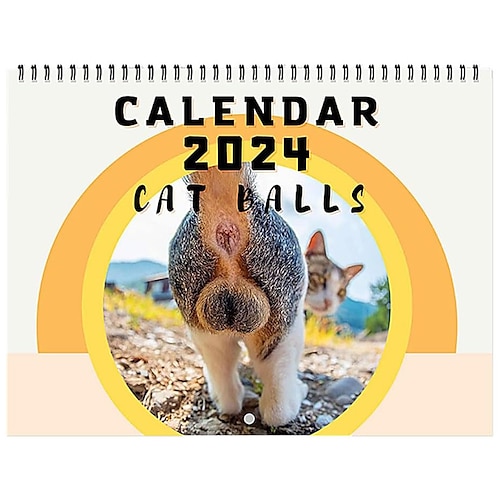 Кошачий календарь на 2023 год забавный - забавный настенный календарь с  кошачьими шариками, календарь на 12 месяцев, календарь с милыми  фотографиями животных для дома, офиса и любителей кошек 2024 - $8.99