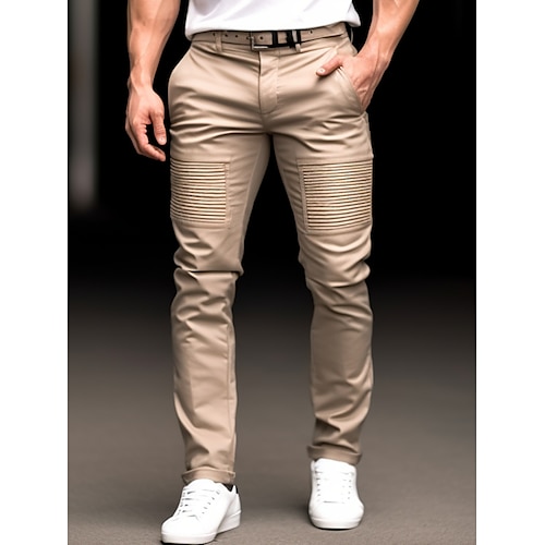 

Men's Trousers Chinos Chino Pants Pocket Plain Comfort Breathable Outdoor Daily Going out Cotton Blend Fashion Casual Khaki