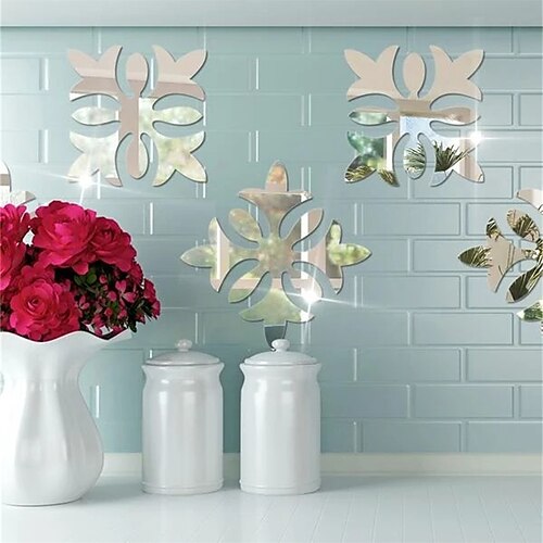 

10 pièces autocollant mural miroir design fleur